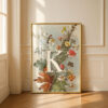 Letter K Vintage Floral Art Print - Victorian Garden Decor - Antique Botanical Monogram - Wedding Gift