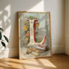 Letter L Vintage Floral Art Print - Victorian Garden Decor - Antique Botanical Monogram - Wedding Gift