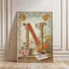 Letter N Vintage Floral Art Print - Victorian Garden Decor - Antique Botanical Monogram - Wedding Gift