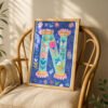 Letter N Floral Art Print - Girl Nursery Initial Poster - Colorfol Flower Monogram - Baby Name Sign