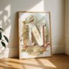Letter N Vintage Floral Art Print - Victorian Garden Decor - Antique Botanical Monogram - Wedding Gift