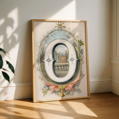 Letter O Romantic Floral Print - French Country Wall Art - Vintage Wedding Sign - Botanical Typography