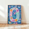 Letter O Floral Alphabet Decor - Girl Nursery Initial Poster - Whimsical Folk Flower Monogram - Baby Shower Gift