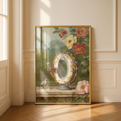 Letter O Romantic Floral Print - French Country Wall Art - Vintage Wedding Sign - Botanical Typography