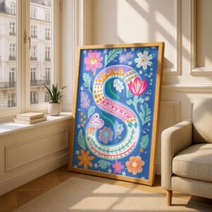 Letter S Floral Art Print - Girl Nursery Initial Poster - Colorfol Flower Monogram - Baby Shower Gift