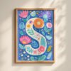 Letter S Floral Art Print - Girl Nursery Initial Poster - Colorfol Flower Monogram - Baby Shower Gift