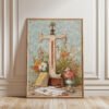 Letter T Vintage Floral Art Print - Victorian Garden Decor - Antique Botanical Monogram - Wedding Gift