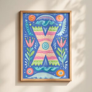 Letter X Floral Art Print -  Floral Initial Nursery Decor - Whimsical Folk Flower Monogram - Baby Shower Gift