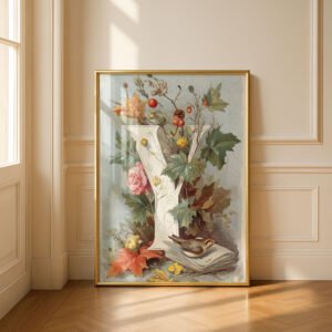 Letter Y Vintage Floral Art Print - Victorian Garden Decor - Antique Botanical Monogram - Wedding Gift