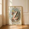 Letter Z Botanical Monogram Poster - Cottagecore Nursery Decor - Vintage Floral Alphabet Wall Art - Retro Typography
