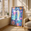 Letter N Floral Art Print - Girl Nursery Initial Poster - Colorfol Flower Monogram - Baby Name Sign