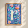 image.png Letter R Floral Art Print - Girl Nursery Initial Poster - Whimsical Folk Flower Monogram - Baby Name Sign