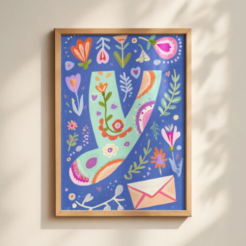 image.png Letter Y Floral Alphabet Decor - Girl Nursery Initial Poster - Colorfol Flower Monogram - Baby Shower Gift