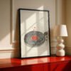 Vinyl Record Minimal Line Black and Red Art - Gift for Record Lover