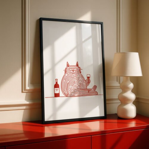 image.png Funny Cat as Vinyl holding Wine - Music Room Decor