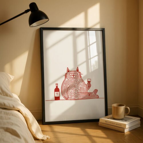 image.png Funny Cat as Vinyl holding Wine - Music Room Decor