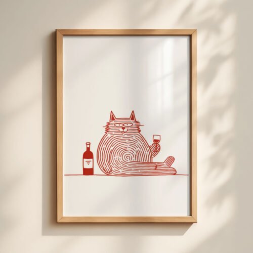 image.png Funny Cat as Vinyl holding Wine - Music Room Decor