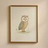 Vintage Owl Art Print - Wise Bird Illustration - Woodland Nursery Decor