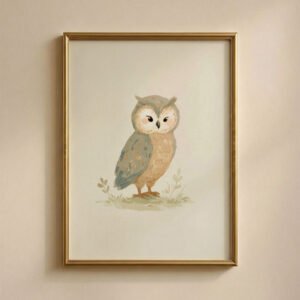 Vintage Owl Art Print - Wise Bird Illustration - Woodland Nursery Decor