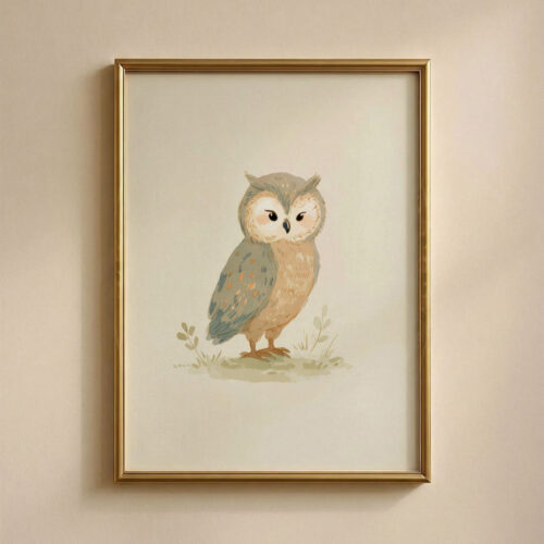 Vintage Owl Art Print - Wise Bird Illustration - Woodland Nursery Decor