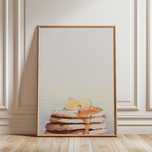 Pancake-stack_4 Fluffy Pancake Stack Print - Breakfast Wall Art - Syrup and Butter Illustration