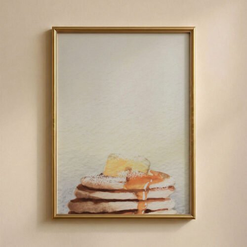 Pancake-stack_5 Fluffy Pancake Stack Print - Breakfast Wall Art - Syrup and Butter Illustration