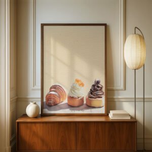 image.png Stack of Sweet Pastries Print - Dessert Lover Gift - Bakery Counter Wall Art