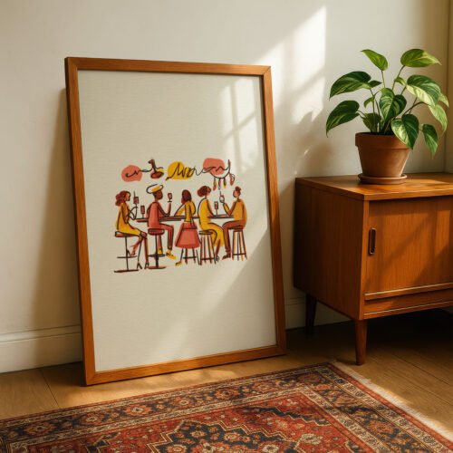 image.png Lively Bar Scene - Cozy Crowd Print - Cafe Interior Wall Art