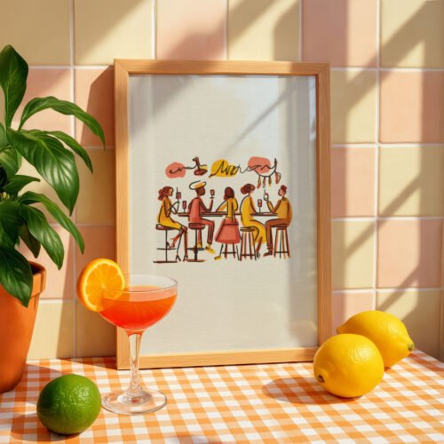 image.png Lively Bar Scene - Cozy Crowd Print - Cafe Interior Wall Art