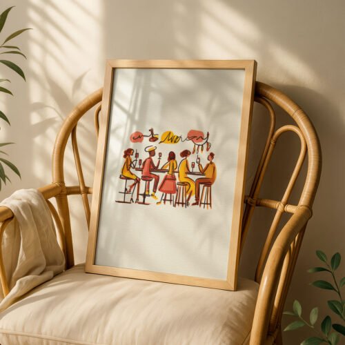 image.png Lively Bar Scene - Cozy Crowd Print - Cafe Interior Wall Art