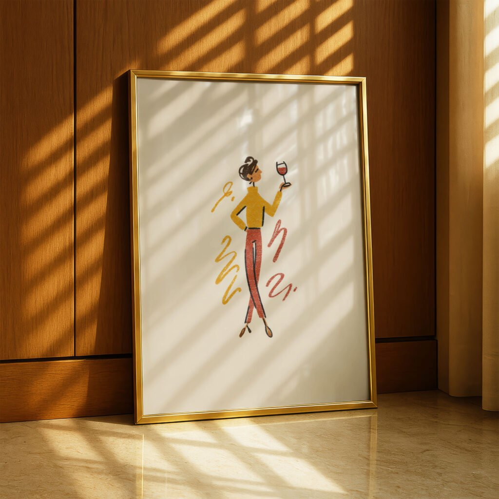 Chic Lady with Wine