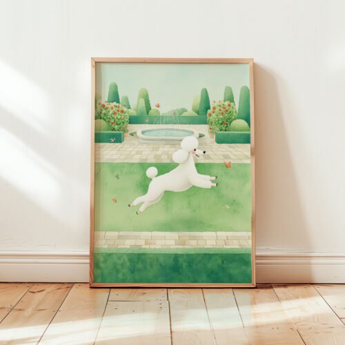 Poodle Nursery Print - Gift for Poodle Mom - Puppy Garden Watercolor Art