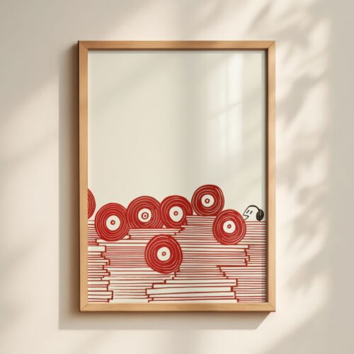 Rolling Vinyls - Black and Red - Music Room Wall Art