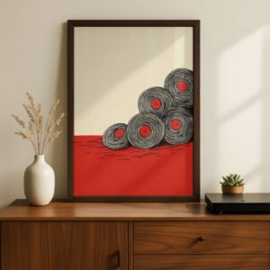 Rolling Vinyls - Black and Red - Music Room Wall Art