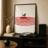 Black Cat with Red Vinyl Wall Art - Gift for Vinyl Lover