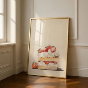 image.png Strawberry Waffle Print - Sweet Breakfast Art - Dessert Wall Decor