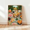 Feast Art Print - Picnic Table Decor - Maximalist Food Illustration