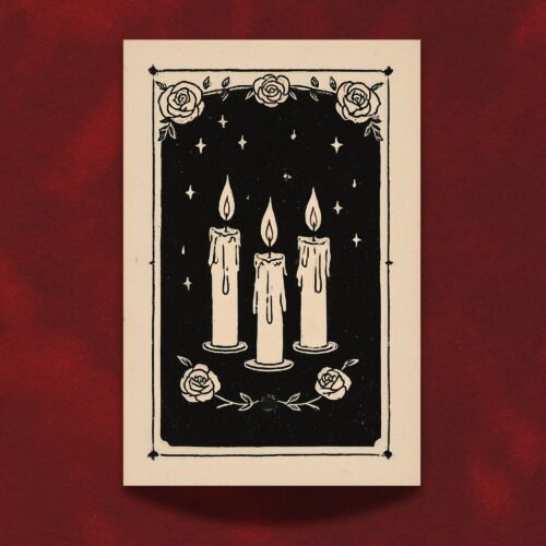 Burning Candles Art Print - Witchy Altar Decor - Ritual Magic Illustration