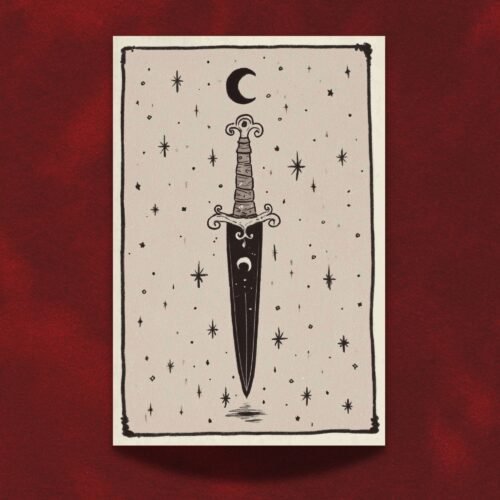 The Dagger Athame Art Print - Gothic Weapon Illustration - Dark Academia Wall Decor