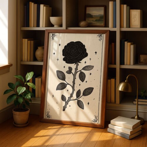 image.png Black Dahlia Flower Print - Botanical Gothic Art - Dark Romance Floral Tarot