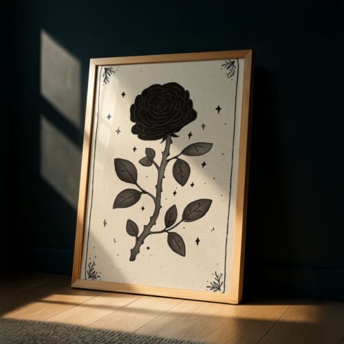 image.png Black Dahlia Flower Print - Botanical Gothic Art - Dark Romance Floral Tarot