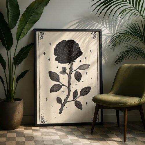image.png Black Dahlia Flower Print - Botanical Gothic Art - Dark Romance Floral Tarot