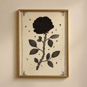 Black Dahlia Flower Print - Botanical Gothic Art - Dark Romance Floral Tarot