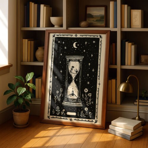 The Hourglass Sands of Time Print - Memento Mori Art - Dark Academia Study Decor