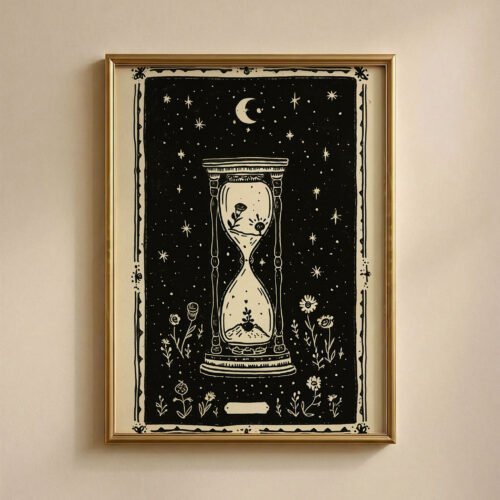 The Hourglass Sands of Time Print - Memento Mori Art - Dark Academia Study Decor