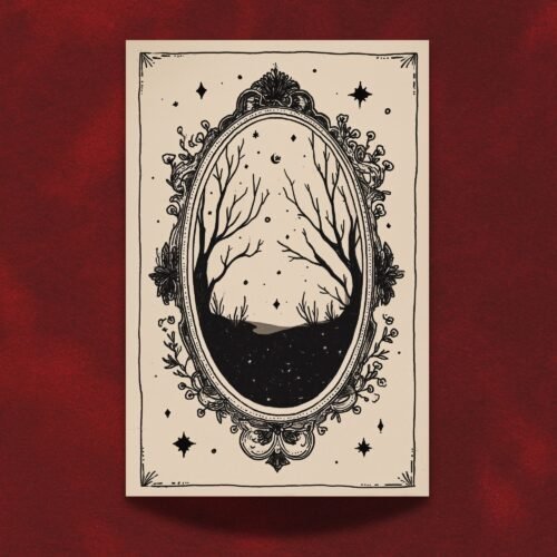 The Magic Mirror Art Print - Scrying Tool Illustration - Witchy Vanity Wall Decor