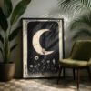 The Crescent Moon Tarot Print - Celestial Wall Art - La Luna Astrology Illustration