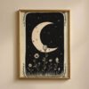 The Crescent Moon Tarot Print - Celestial Wall Art - La Luna Astrology Illustration