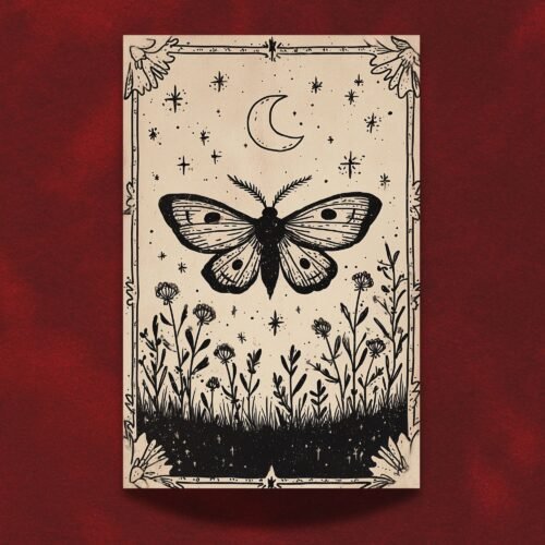 Luna Moth Transformation Print - Celestial Insect Art - Night Sky Gothic Decor