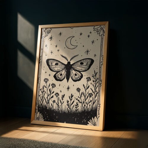 Luna Moth Transformation Print - Celestial Insect Art - Night Sky Gothic Decor